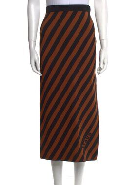 Staud Striped Midi Length Katie Skirt - Black Brown Size S